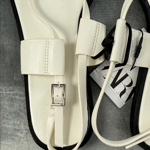 Zara Cream Strappy Sandals with Silver Accent - Picture 5 of 7